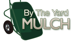 By The Yard Mulch logo: green wheelbarrow with company name